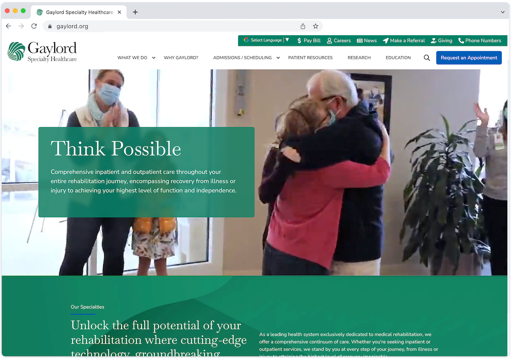 Gaylord Specialty Healthcare (GHS) - New Website