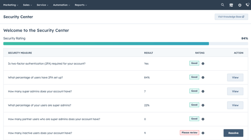 HubSpot Account Security