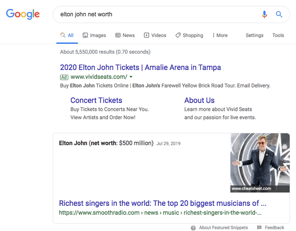 zero click search elton john net worth