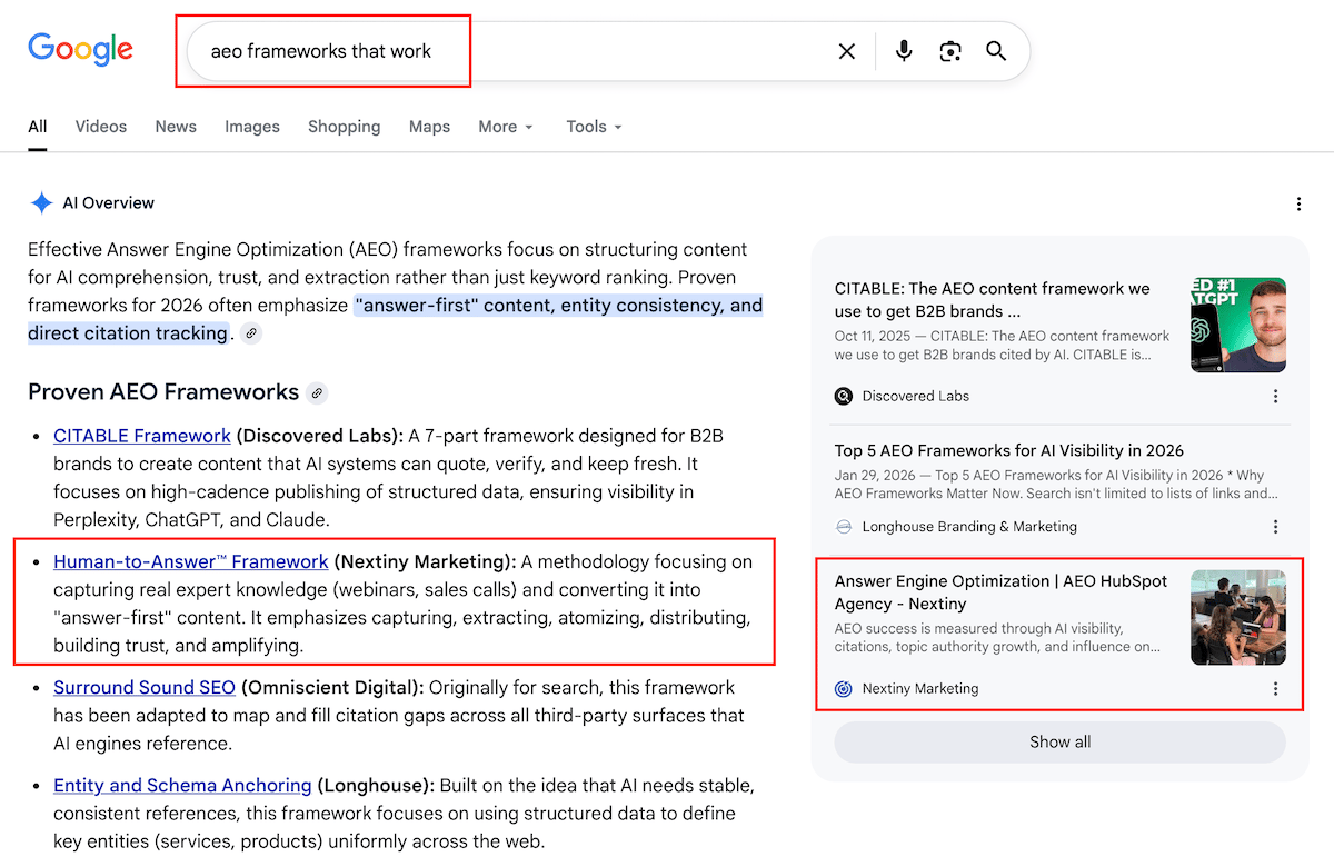google results, showing our framework having mentioned and citations to our website