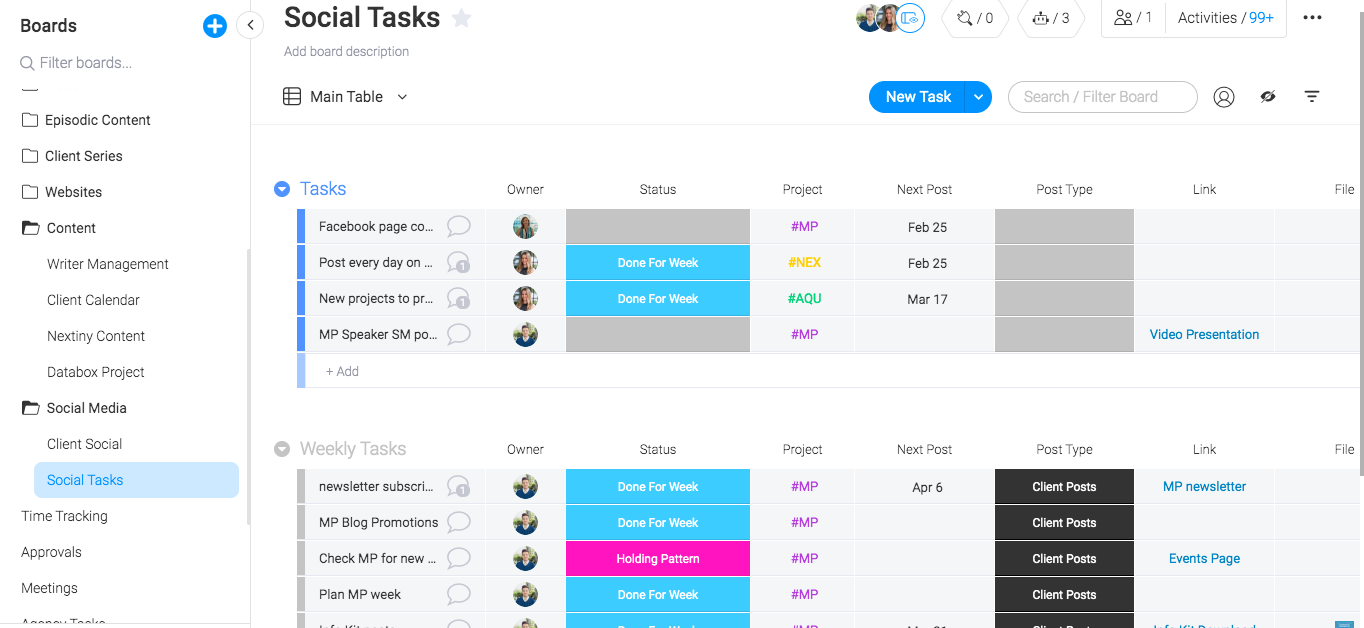 monday team and project management board