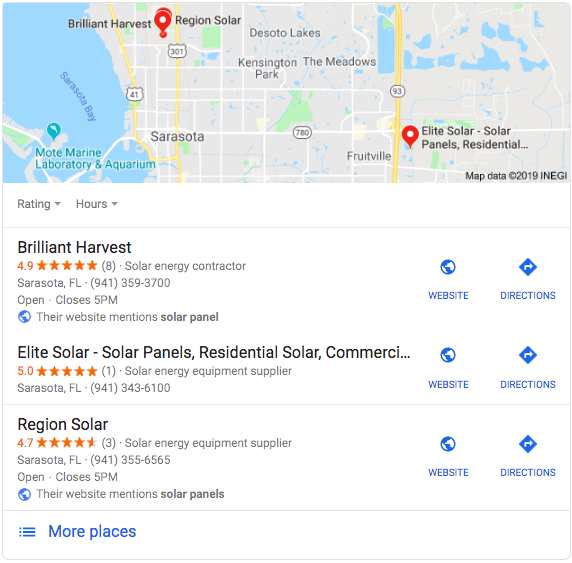 solar panels google local SEO snippet