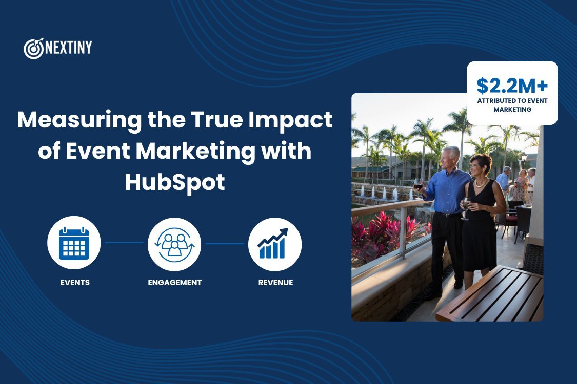 Moorings Park Communities event marketing case study featuring a couple at a community event and $2.2M+ attributed to event marketing.